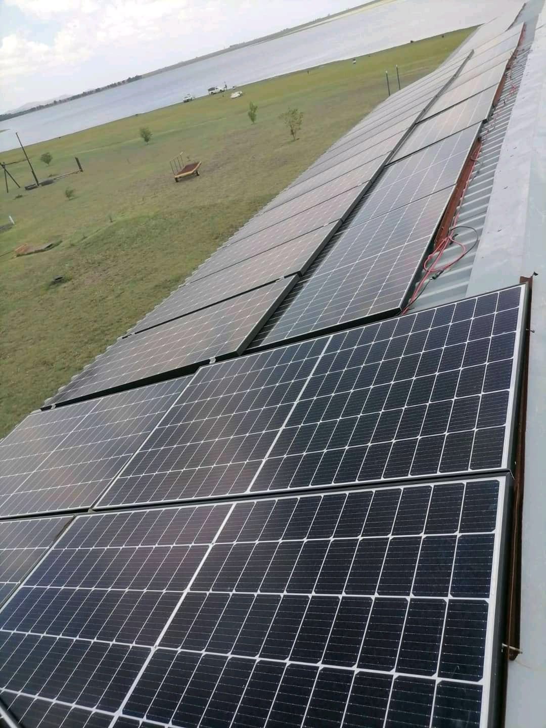 Multiple solar panels on roof